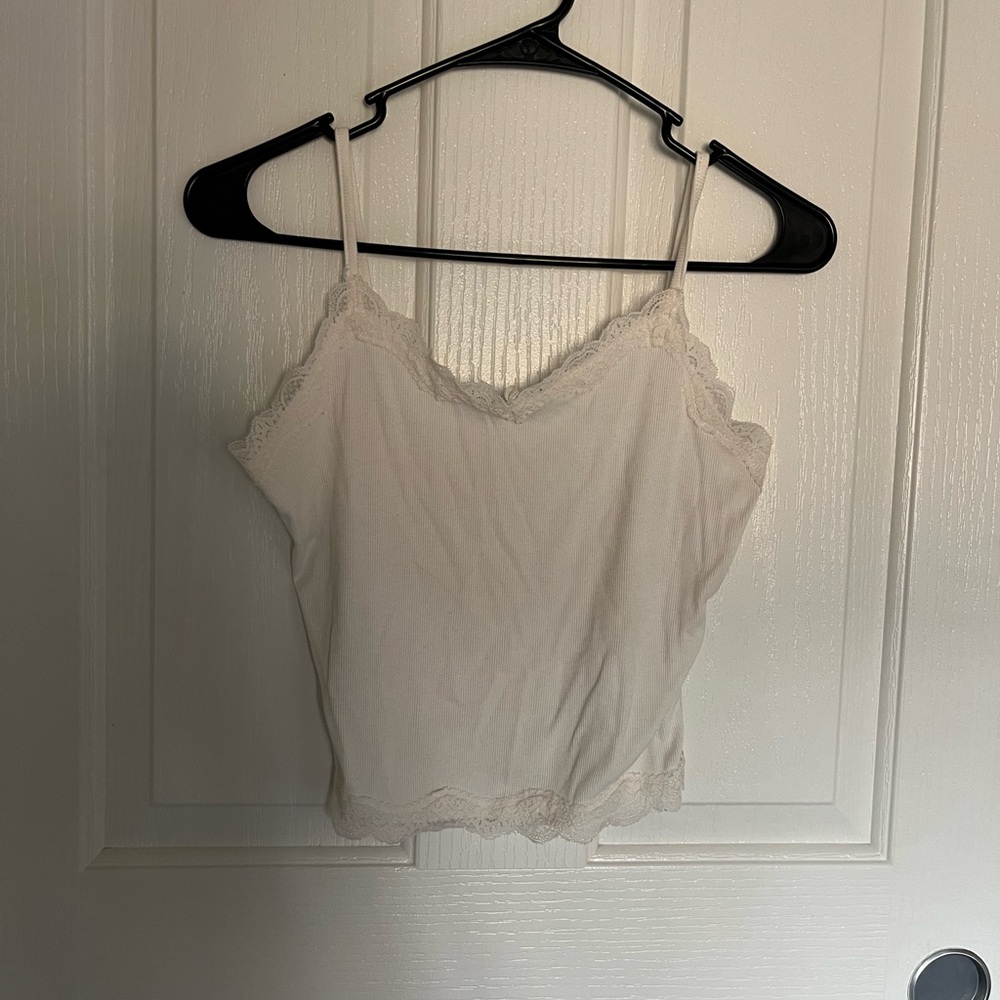 Elegant White Lace Trim Cami Top